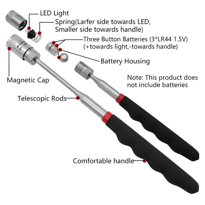 Fishing Rod Travel - Penna magnetica telescopica con luce a